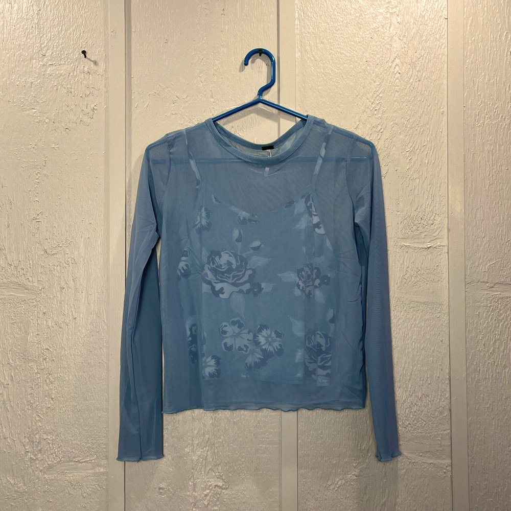 Jr’s Poof! Sheer Blue L Top with Built-in Camisole